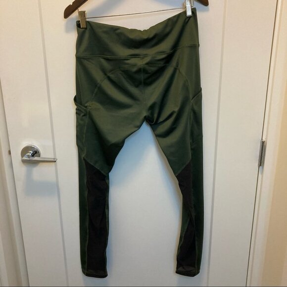 INNER FIRE Sz 12 Green Black Mesh Leggings w/ Pockets - Picture 8 of 8
